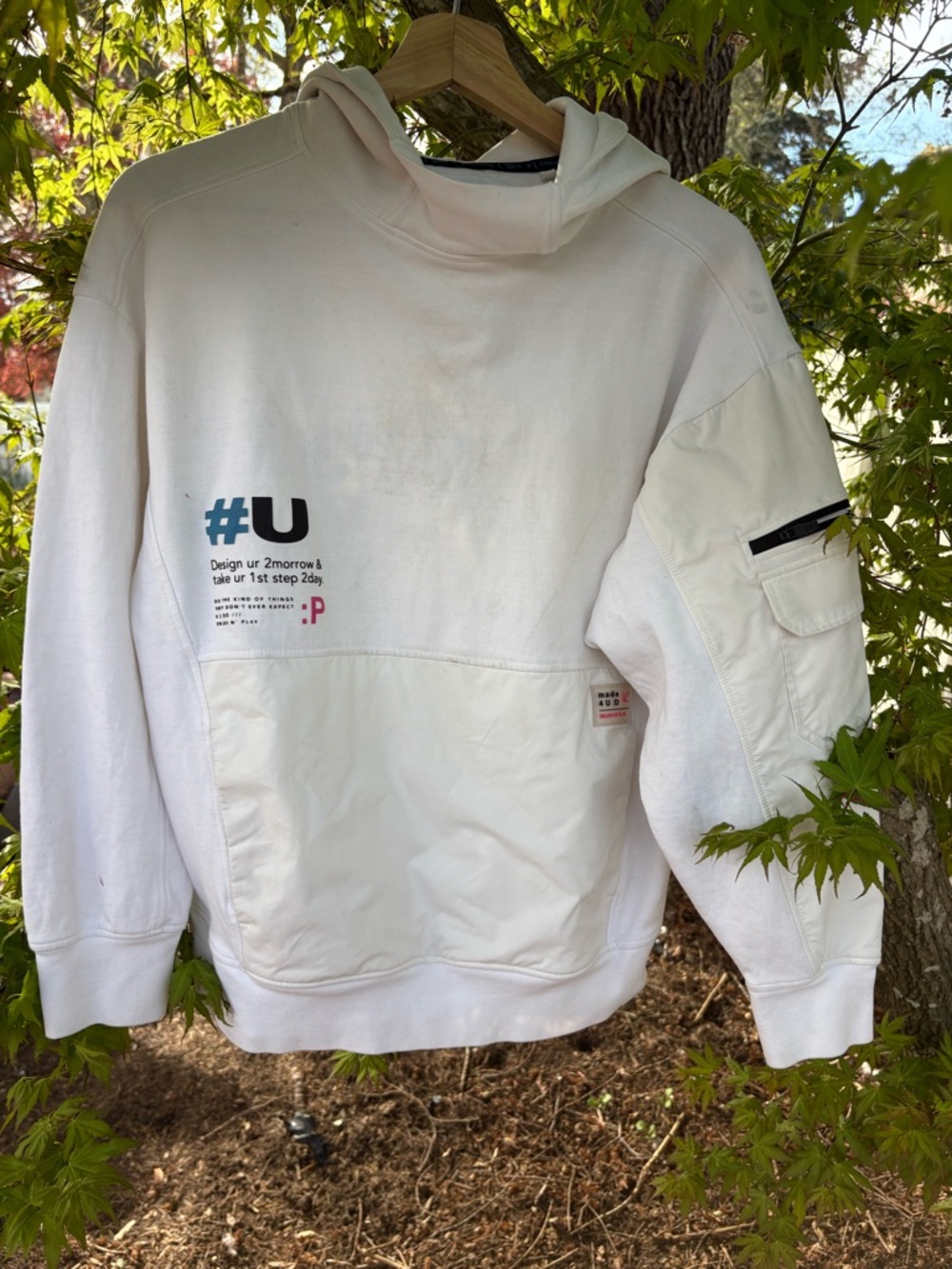 Zara White Hoodie with Black Inner Trim